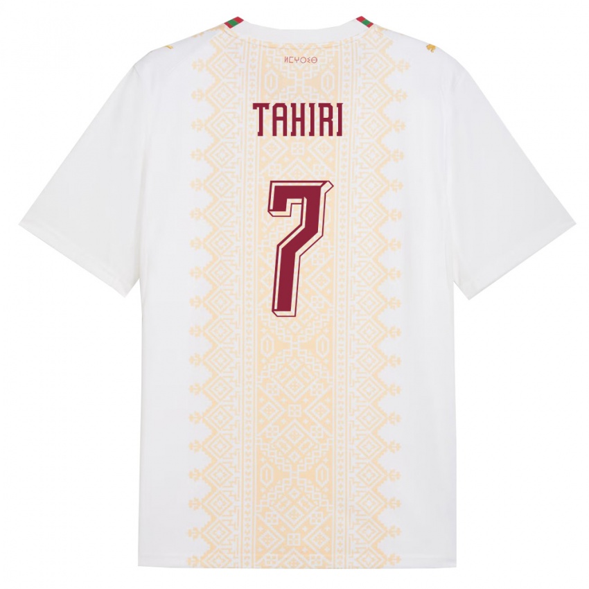 גברים מָרוֹקוֹ Youssef Tahiri #7 לבן זהב אדום הרחק ג'רזי 26-28 חולצה קצרה