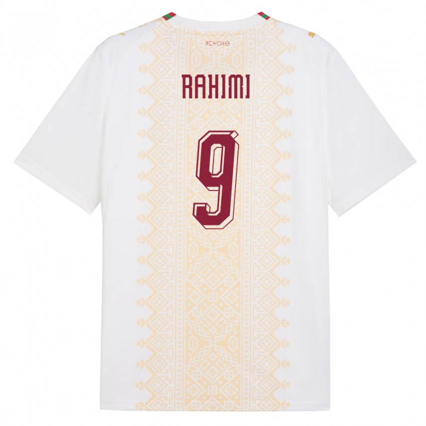 גברים מָרוֹקוֹ סופיאן רחימי #9 לבן זהב אדום הרחק ג'רזי 26-28 חולצה קצרה