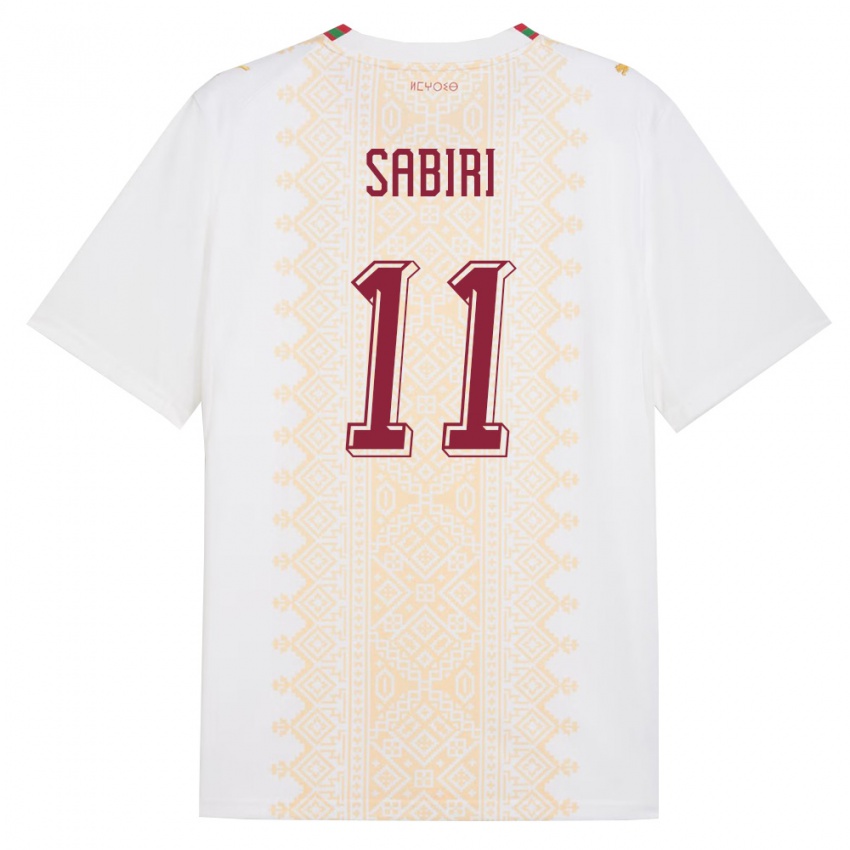 גברים מָרוֹקוֹ עבדלחמיד סאבירי #11 לבן זהב אדום הרחק ג'רזי 26-28 חולצה קצרה