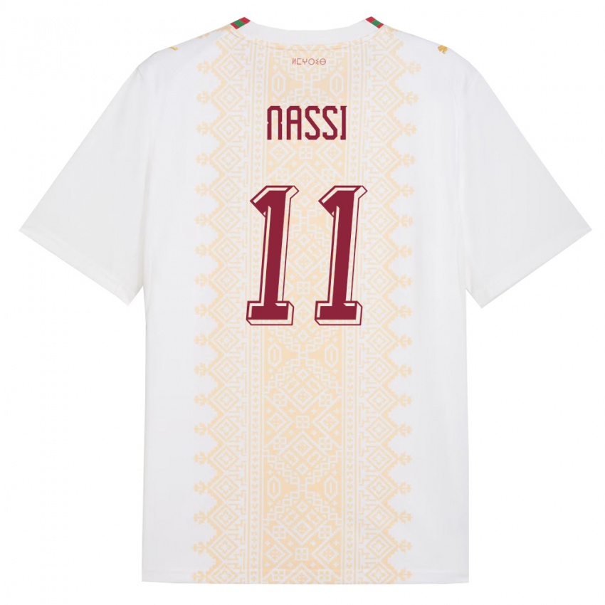 גברים מָרוֹקוֹ וואליד נאסי #11 לבן זהב אדום הרחק ג'רזי 26-28 חולצה קצרה