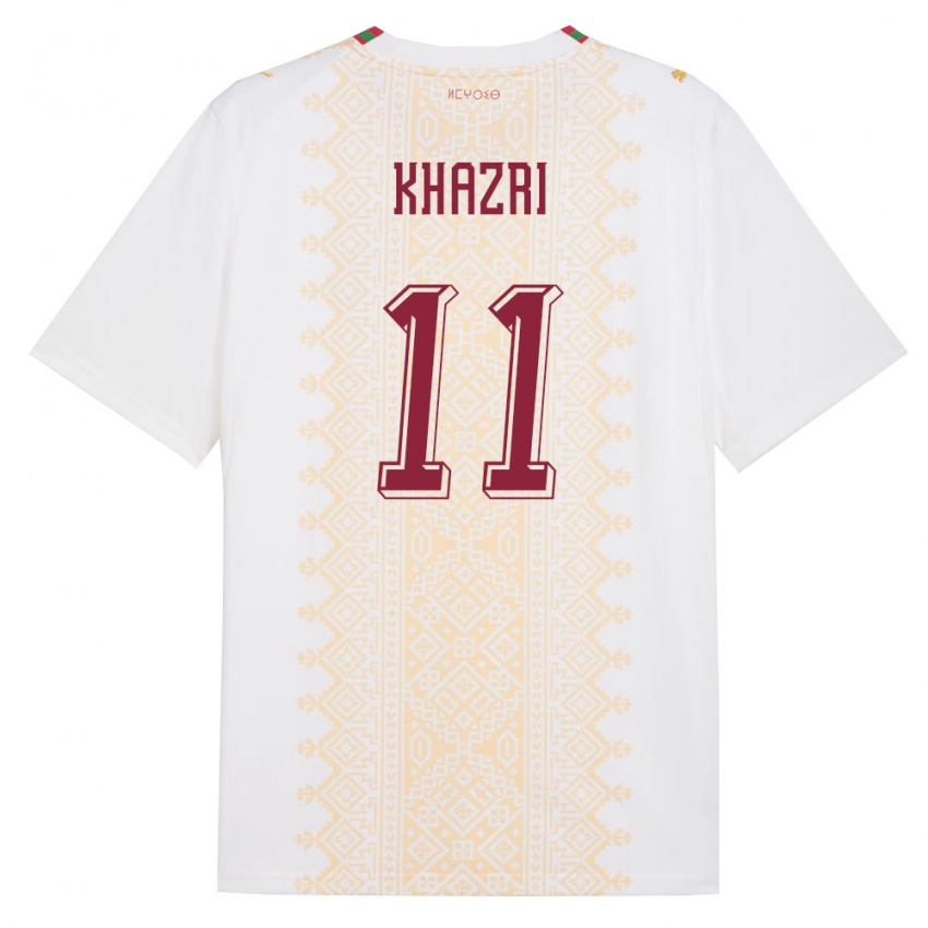 גברים מָרוֹקוֹ Anas Khazri #11 לבן זהב אדום הרחק ג'רזי 26-28 חולצה קצרה