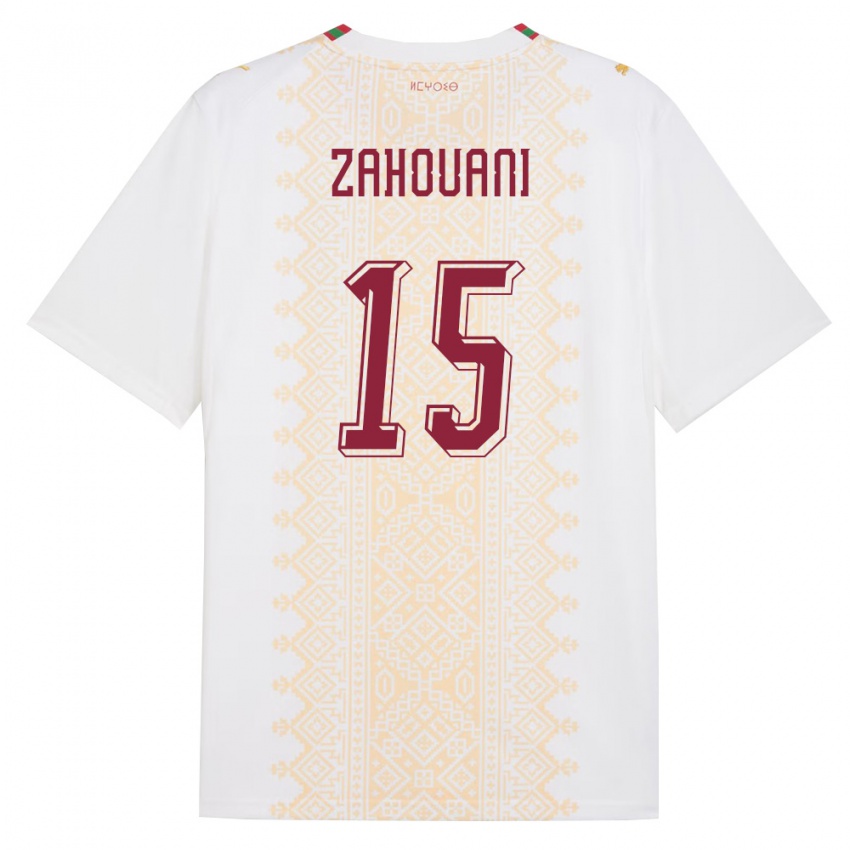 גברים מָרוֹקוֹ פואד זהואני #15 לבן זהב אדום הרחק ג'רזי 26-28 חולצה קצרה