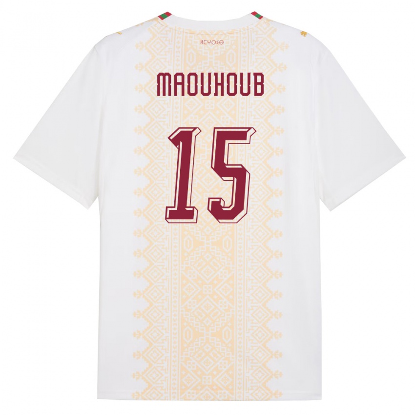 גברים מָרוֹקוֹ אל מהדי מאוהוב #15 לבן זהב אדום הרחק ג'רזי 26-28 חולצה קצרה