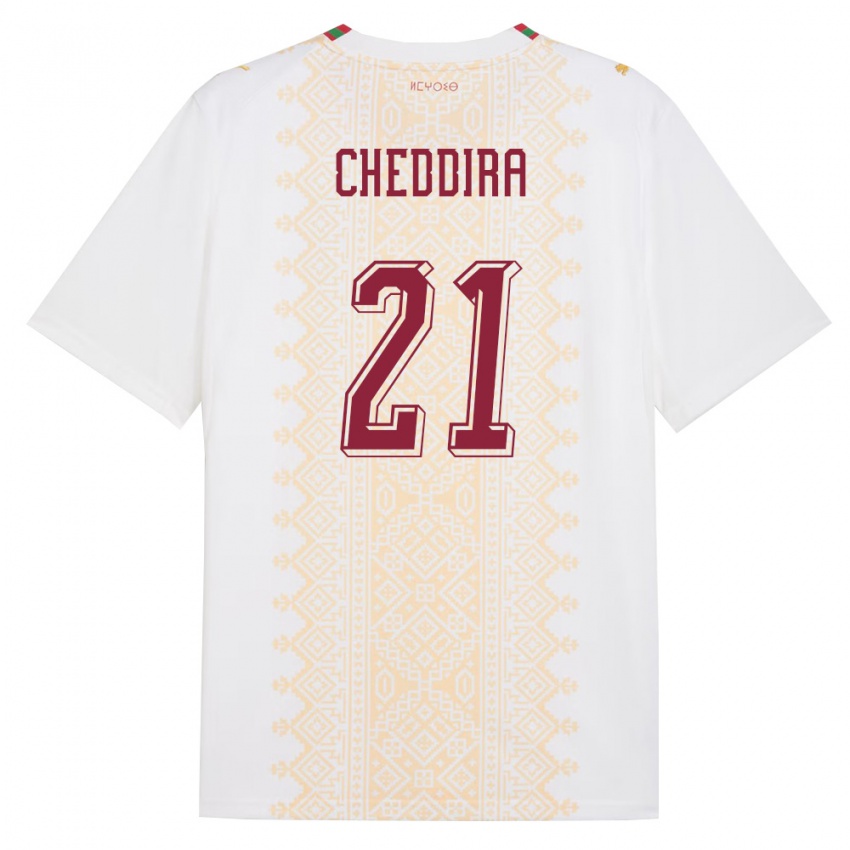 גברים מָרוֹקוֹ וואליד שדירה #21 לבן זהב אדום הרחק ג'רזי 26-28 חולצה קצרה