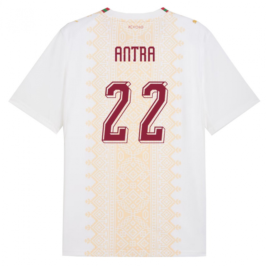 גברים מָרוֹקוֹ Saad Antra #22 לבן זהב אדום הרחק ג'רזי 26-28 חולצה קצרה