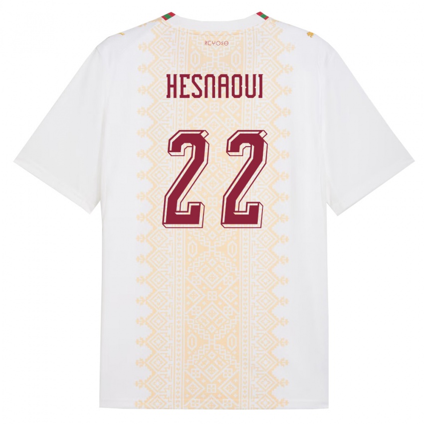 גברים מָרוֹקוֹ הינד חסנאוי #22 לבן זהב אדום הרחק ג'רזי 26-28 חולצה קצרה