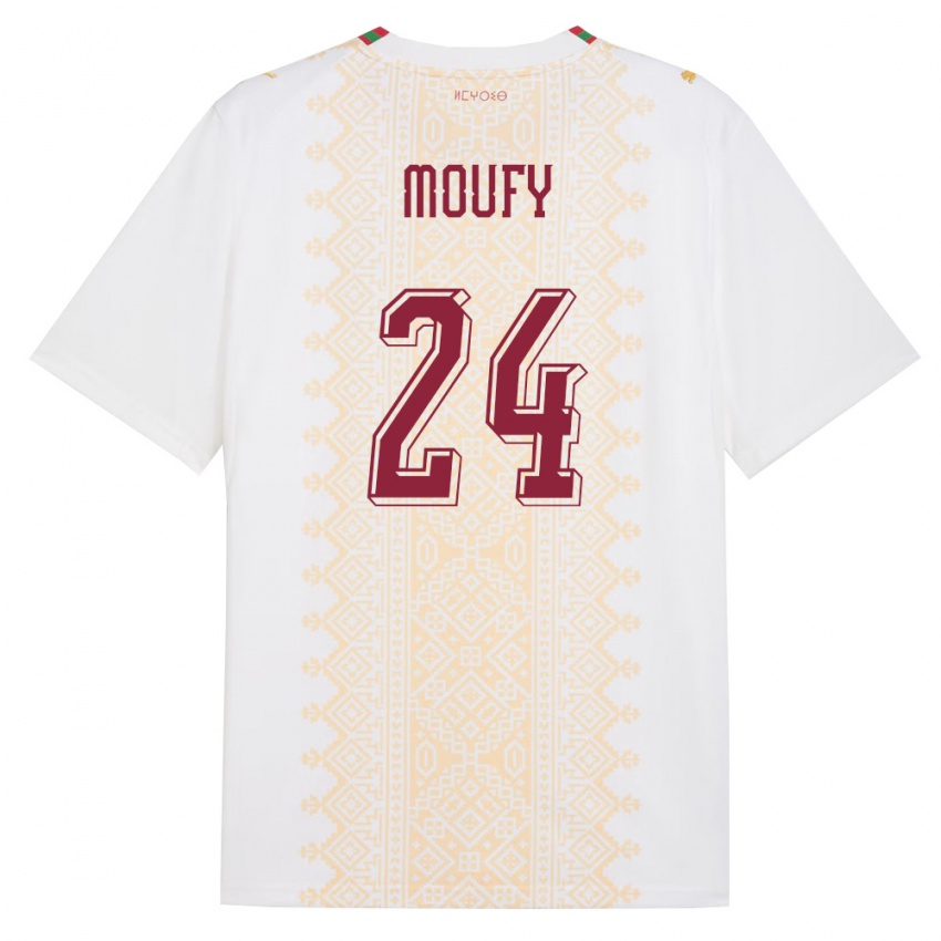 גברים מָרוֹקוֹ Fahd Moufi #24 לבן זהב אדום הרחק ג'רזי 26-28 חולצה קצרה