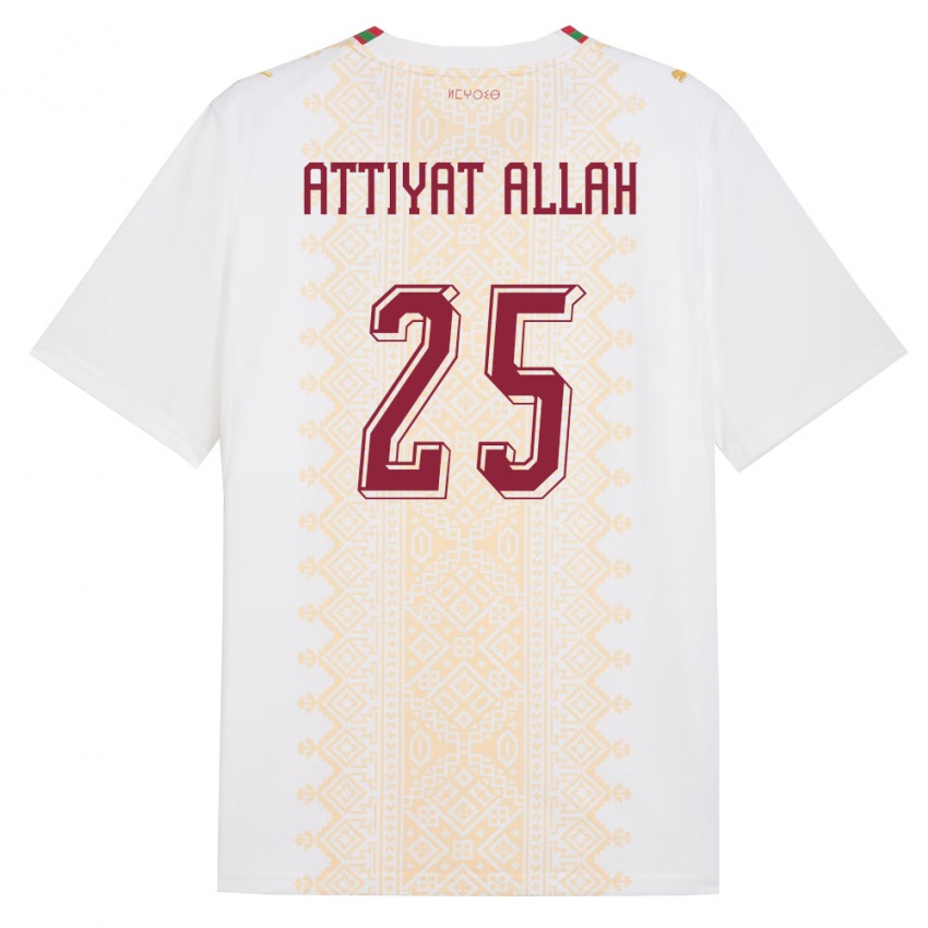 גברים מָרוֹקוֹ יחיא עטיית אללה #25 לבן זהב אדום הרחק ג'רזי 26-28 חולצה קצרה