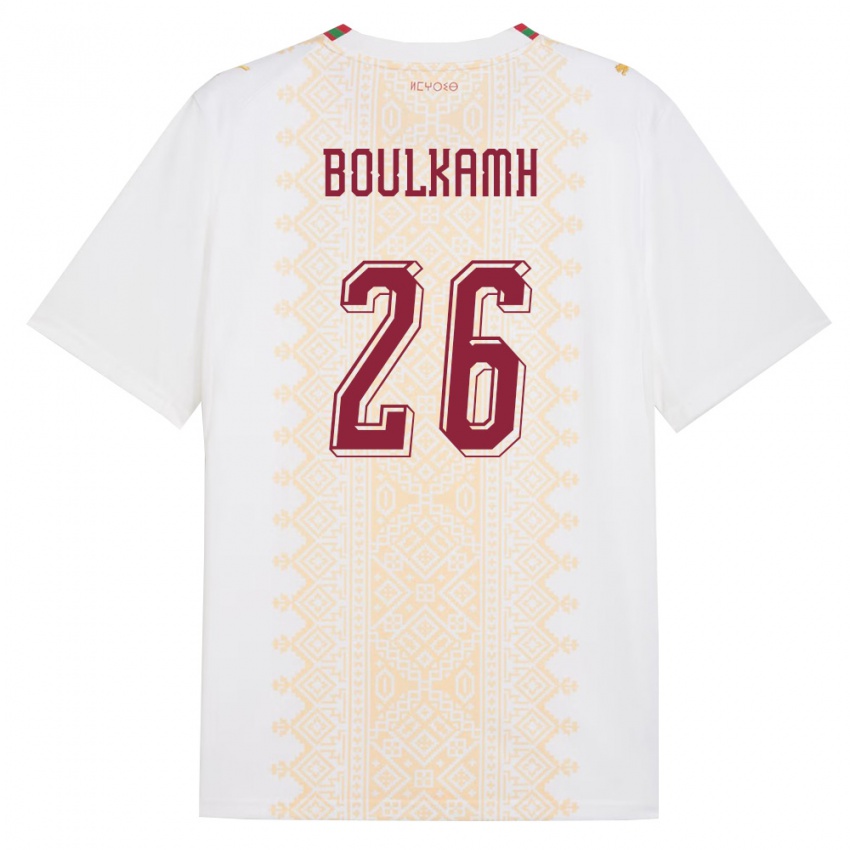 גברים מָרוֹקוֹ Ammar Boulkamh #26 לבן זהב אדום הרחק ג'רזי 26-28 חולצה קצרה