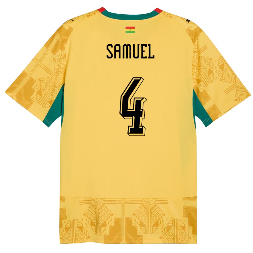גברים גאנה Samuel Abbey-Ashie Quaye #4 צהוב אדום שחור הרחק ג'רזי 26-28 חולצה קצרה