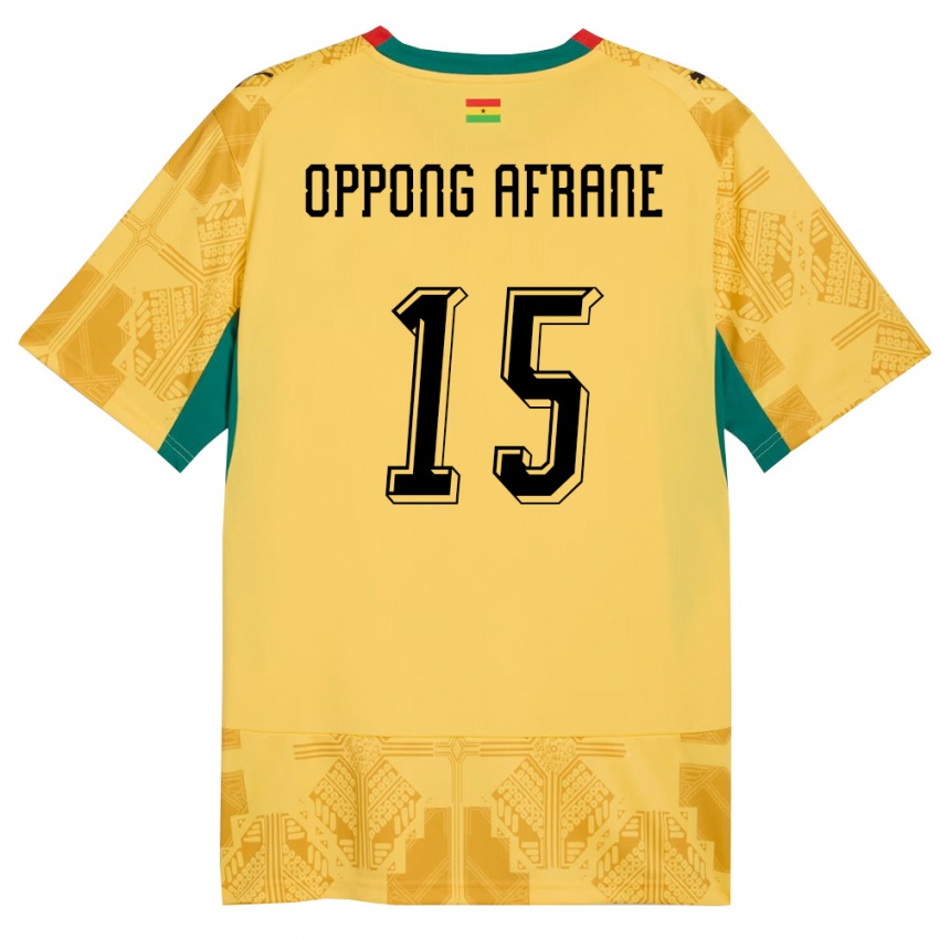 גברים גאנה David Oppong Afrane #15 צהוב אדום שחור הרחק ג'רזי 26-28 חולצה קצרה