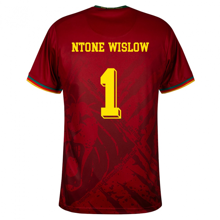 גברים קמרון Junior Hecube Ntone Wislow #1 אדום עמוק ירוק צהוב הרחק ג'רזי 26-28 חולצה קצרה