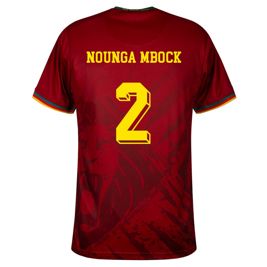 גברים קמרון Eiffrel Hernandez Nounga Mbock #2 אדום עמוק ירוק צהוב הרחק ג'רזי 26-28 חולצה קצרה