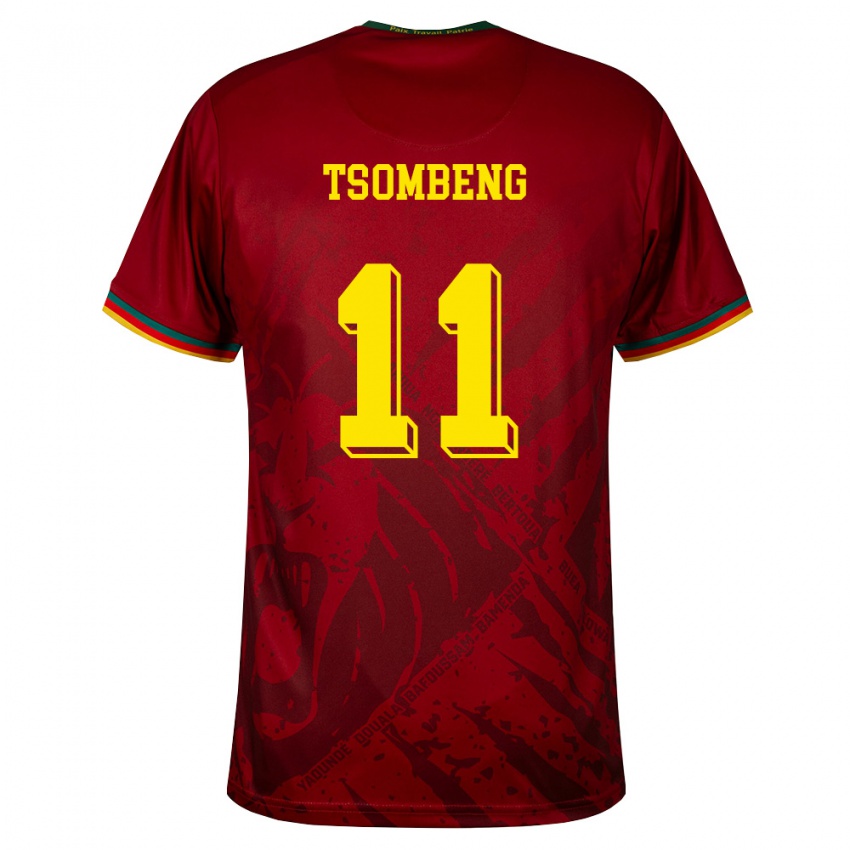 גברים קמרון Arnaud Tsombeng #11 אדום עמוק ירוק צהוב הרחק ג'רזי 26-28 חולצה קצרה