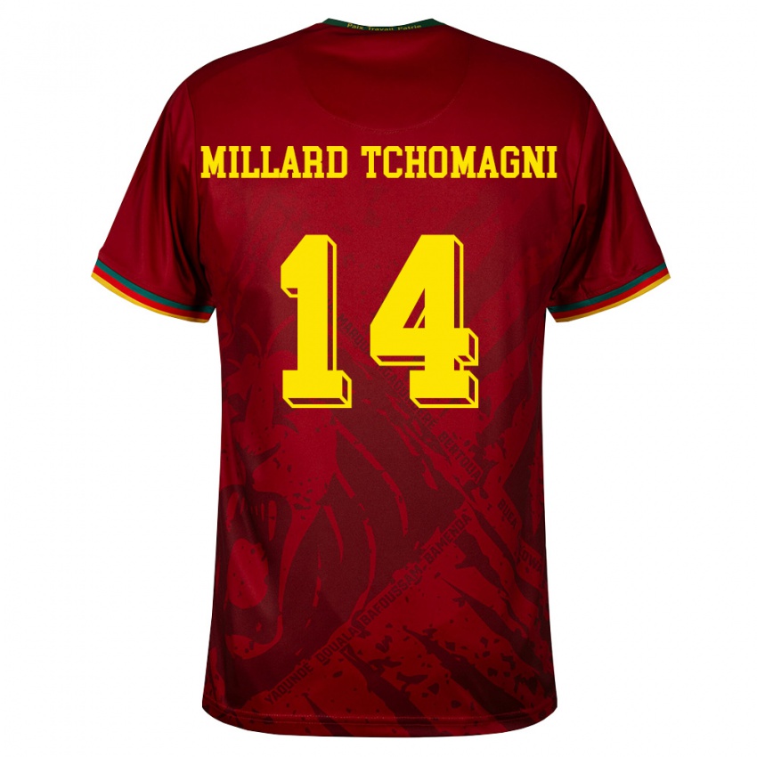 גברים קמרון Samuel Millard Tchomagni #14 אדום עמוק ירוק צהוב הרחק ג'רזי 26-28 חולצה קצרה