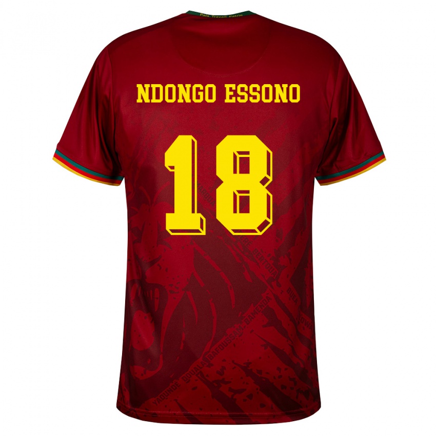 גברים קמרון Rodrigue Dipanda Ndongo Essono #18 אדום עמוק ירוק צהוב הרחק ג'רזי 26-28 חולצה קצרה