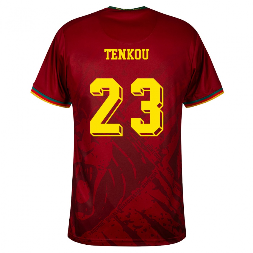 גברים קמרון Yanike Tenkou Yougou #23 אדום עמוק ירוק צהוב הרחק ג'רזי 26-28 חולצה קצרה