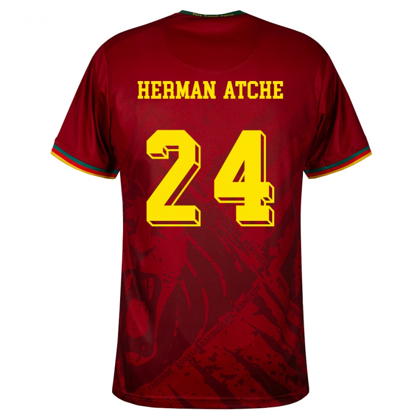 גברים קמרון Miguel Herman Atche #24 אדום עמוק ירוק צהוב הרחק ג'רזי 26-28 חולצה קצרה
