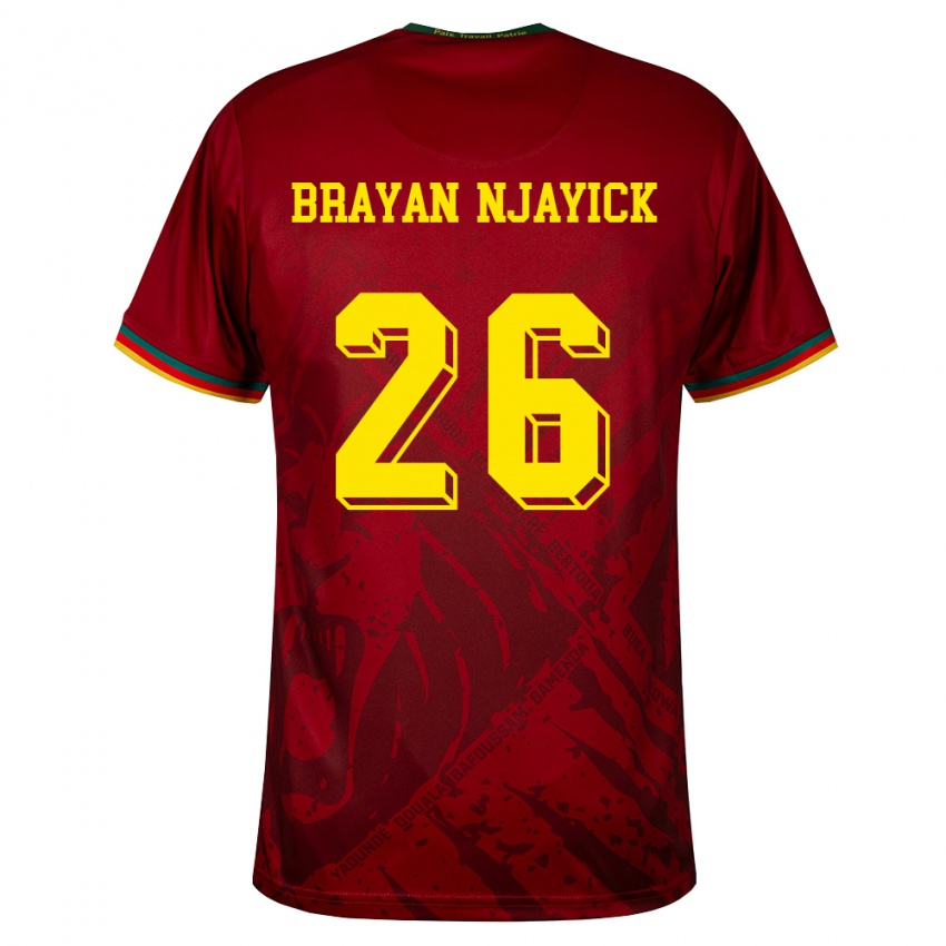 גברים קמרון Fils Brayan Njayick #26 אדום עמוק ירוק צהוב הרחק ג'רזי 26-28 חולצה קצרה