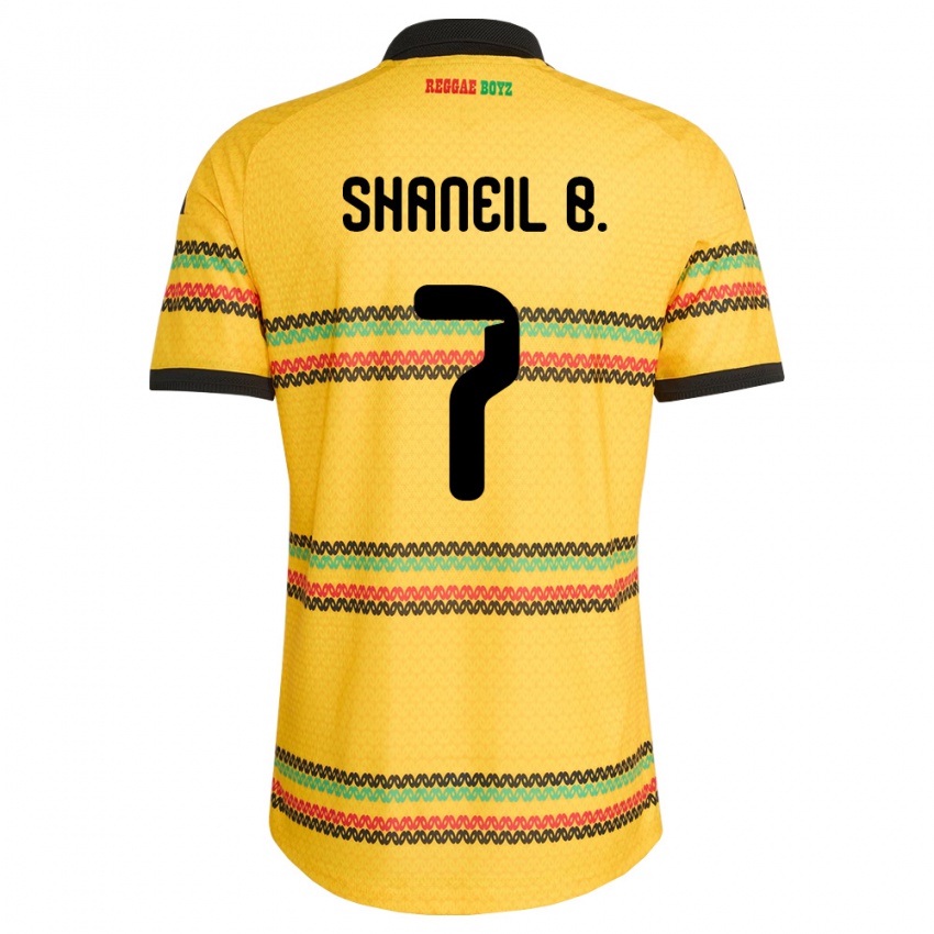 נשים ג'מייקה Shaneil Buckley #7 צהוב שחור ירוק ג'רזי ביתית 26-28 חולצה קצרה