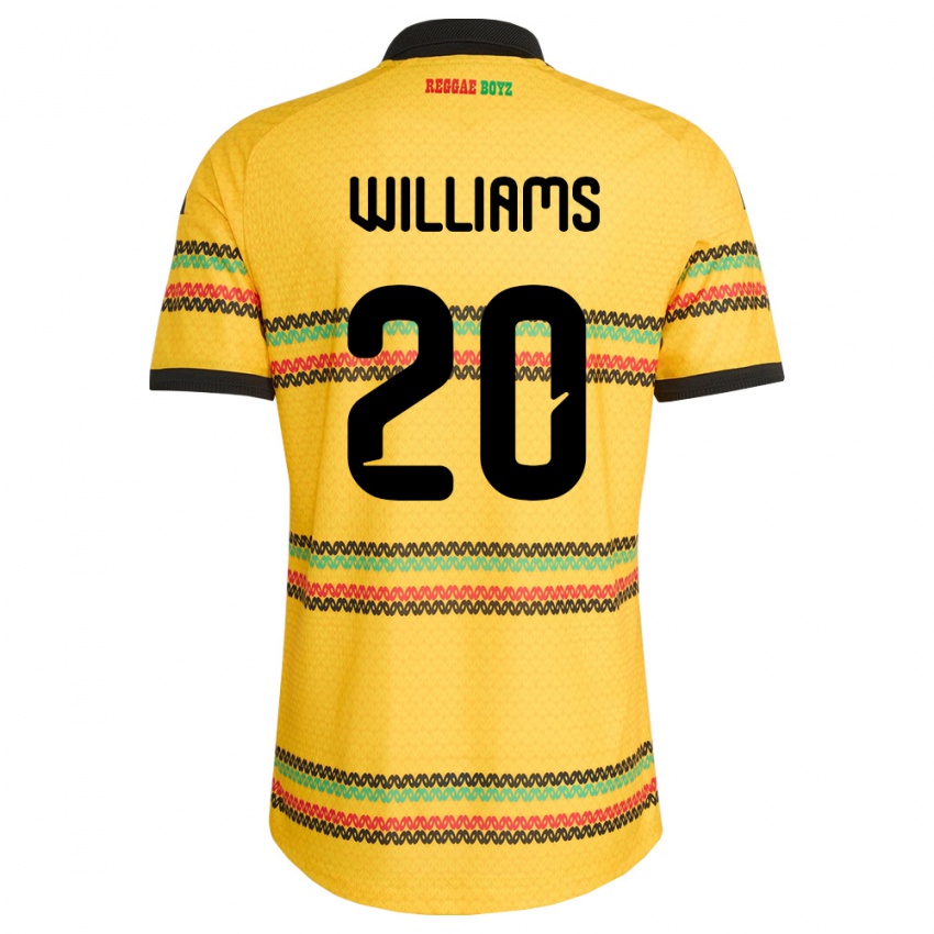 נשים ג'מייקה Victoria Williams #20 צהוב שחור ירוק ג'רזי ביתית 26-28 חולצה קצרה