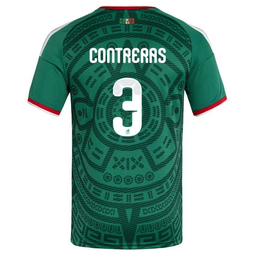 נשים מקסיקו Felix Contreras #3 ירוק לבן אדום ג'רזי ביתית 26-28 חולצה קצרה