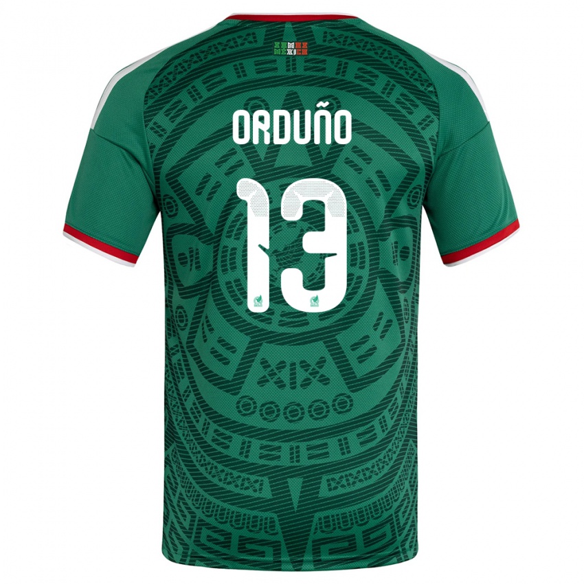 נשים מקסיקו David Orduño #13 ירוק לבן אדום ג'רזי ביתית 26-28 חולצה קצרה