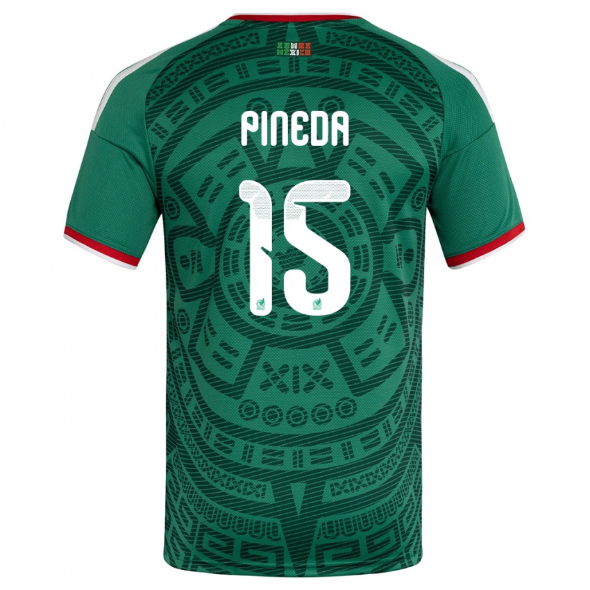 נשים מקסיקו Oscar Pineda #15 ירוק לבן אדום ג'רזי ביתית 26-28 חולצה קצרה