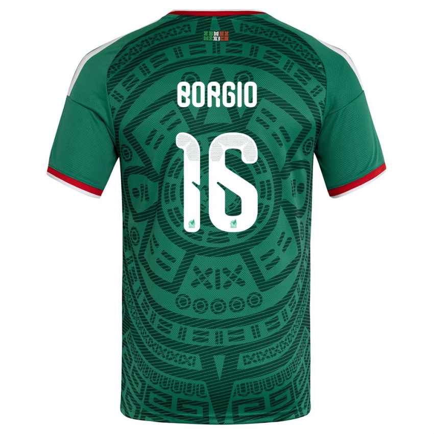 נשים מקסיקו Íñigo Borgio #16 ירוק לבן אדום ג'רזי ביתית 26-28 חולצה קצרה
