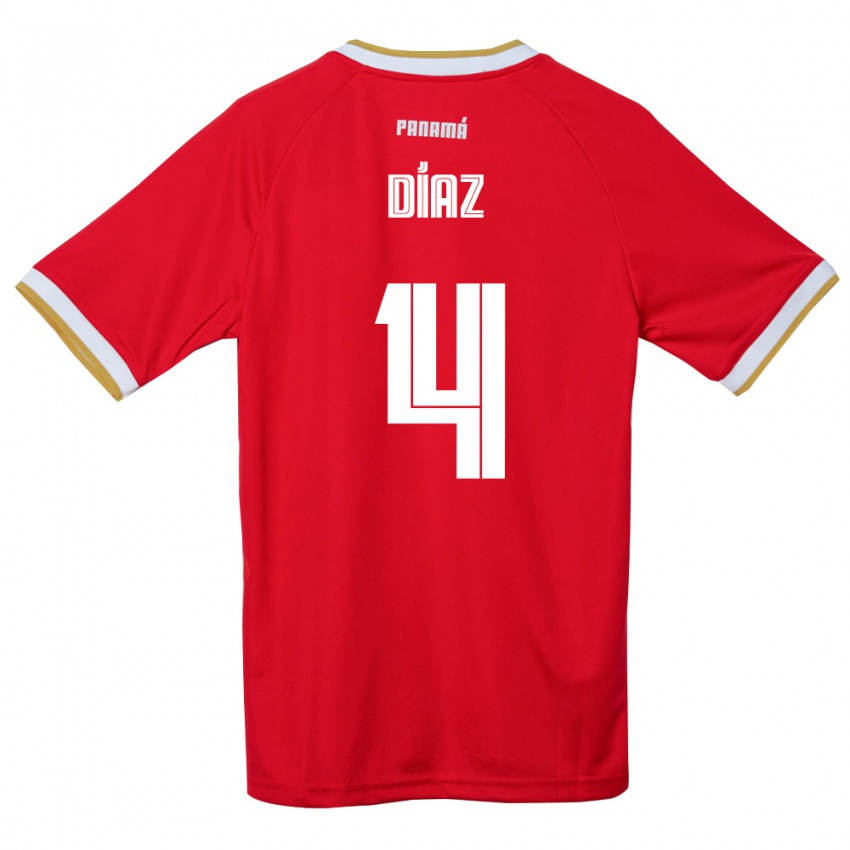 נשים פנמה Ángel Díaz #4 אדום חום לבן ג'רזי ביתית 26-28 חולצה קצרה