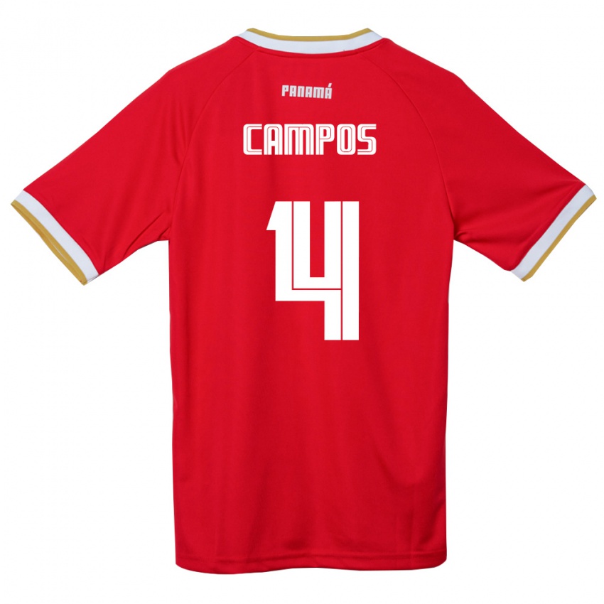נשים פנמה Oliver Campos #4 אדום חום לבן ג'רזי ביתית 26-28 חולצה קצרה