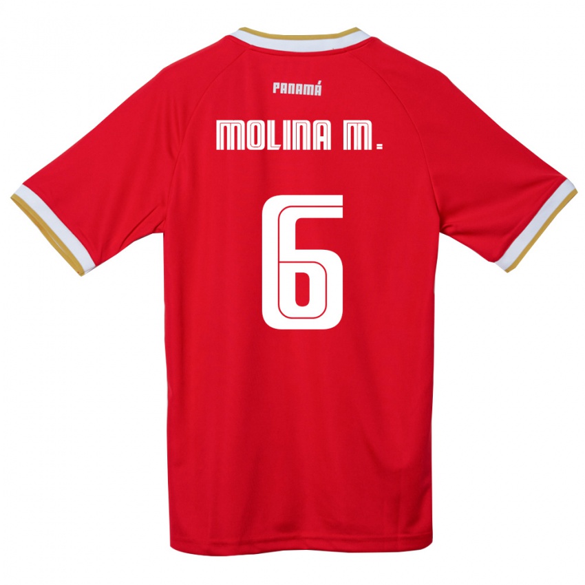 נשים פנמה Mariana Molina #6 אדום חום לבן ג'רזי ביתית 26-28 חולצה קצרה