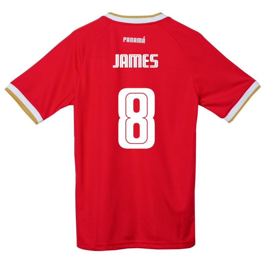 נשים פנמה Ángel James #8 אדום חום לבן ג'רזי ביתית 26-28 חולצה קצרה