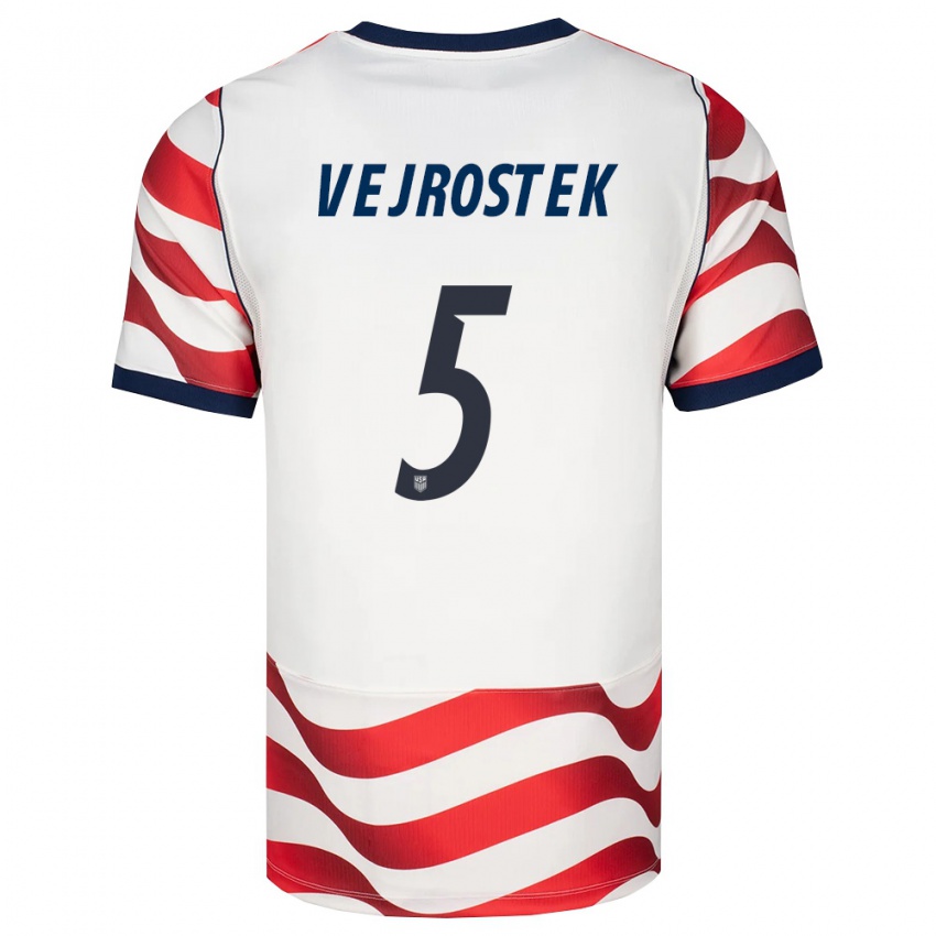 נשים ארצות הברית Liam Vejrostek #5 אדום לבן שחור ג'רזי ביתית 26-28 חולצה קצרה