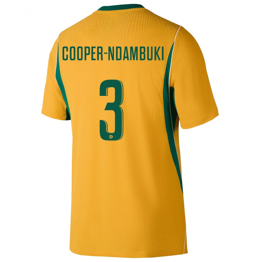 נשים אוֹסטְרַלִיָה Deklan Cooper-Ndambuki #3 צהוב ירוק ג'רזי ביתית 26-28 חולצה קצרה