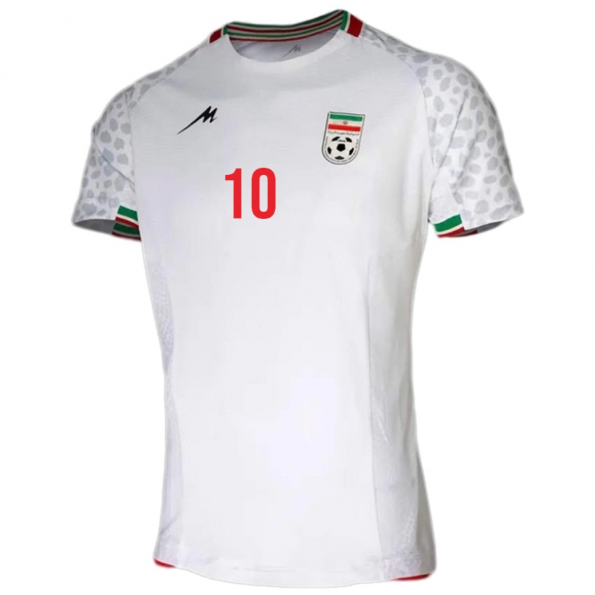 נשים איראן Mahan Beheshti #10 לבן אדום ג'רזי ביתית 26-28 חולצה קצרה