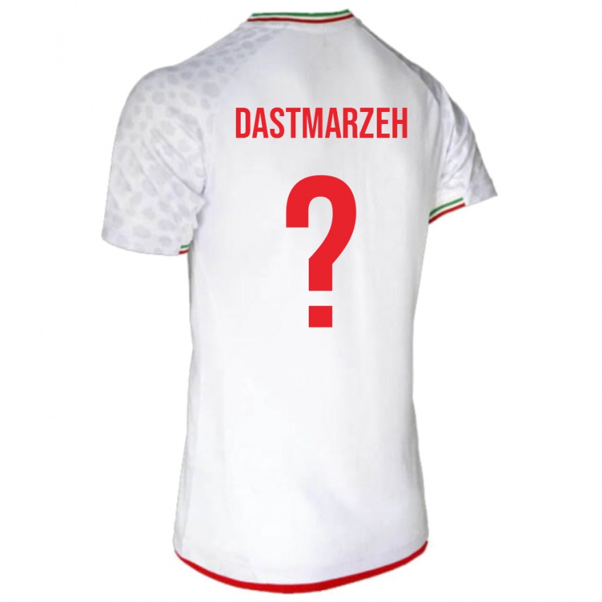 נשים איראן Ali Dastmarzeh #0 לבן אדום ג'רזי ביתית 26-28 חולצה קצרה