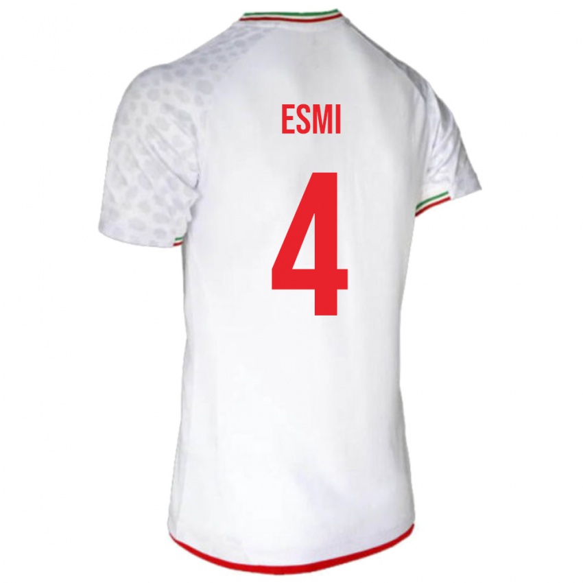 נשים איראן Pouya Esmi #4 לבן אדום ג'רזי ביתית 26-28 חולצה קצרה