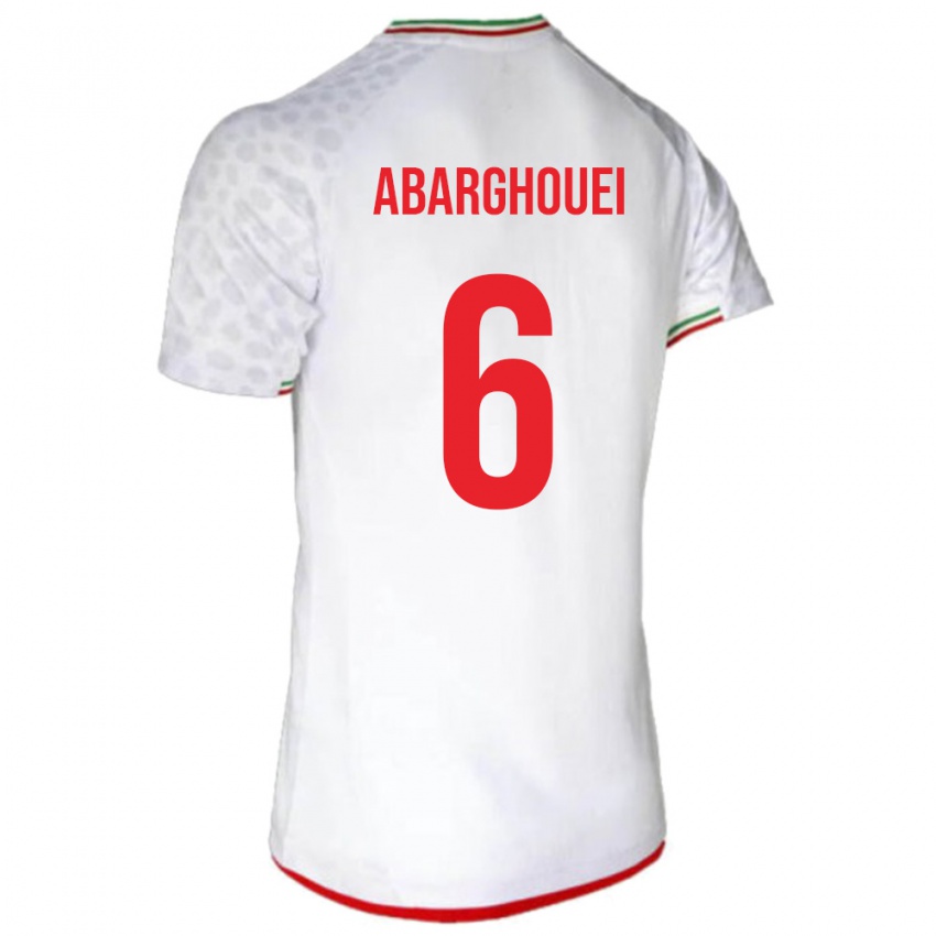 נשים איראן Hossein Abarghouei #6 לבן אדום ג'רזי ביתית 26-28 חולצה קצרה