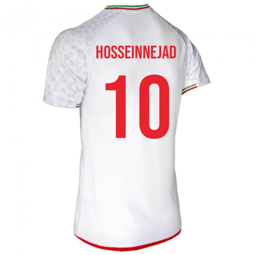 נשים איראן Mohammadjavad Hosseinnejad #10 לבן אדום ג'רזי ביתית 26-28 חולצה קצרה