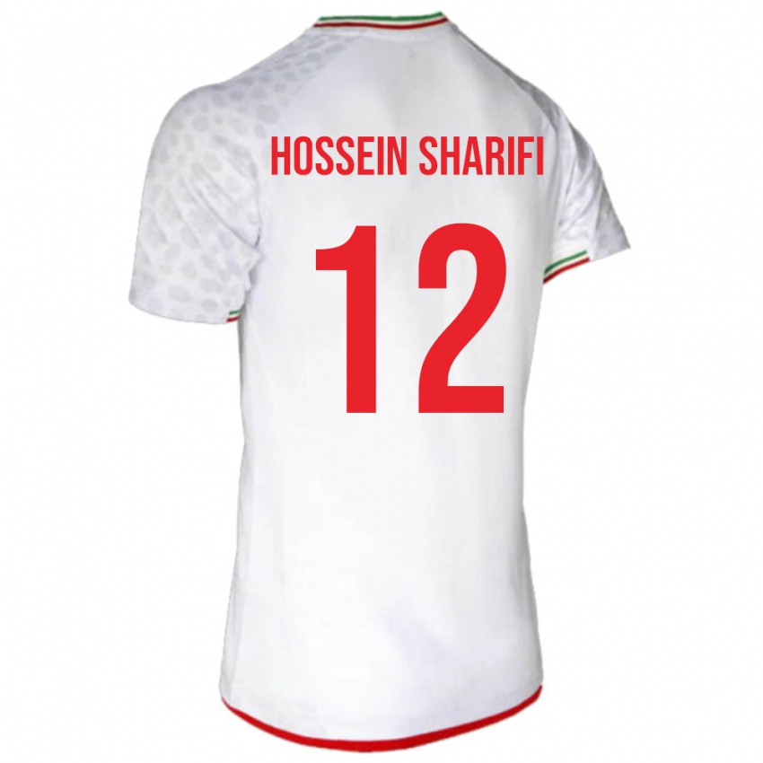 נשים איראן מוחמד חוסיין שרפי #12 לבן אדום ג'רזי ביתית 26-28 חולצה קצרה