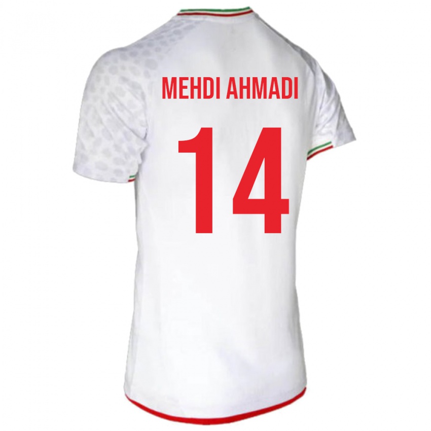 נשים איראן מוחמד מהדי אחמדי #14 לבן אדום ג'רזי ביתית 26-28 חולצה קצרה