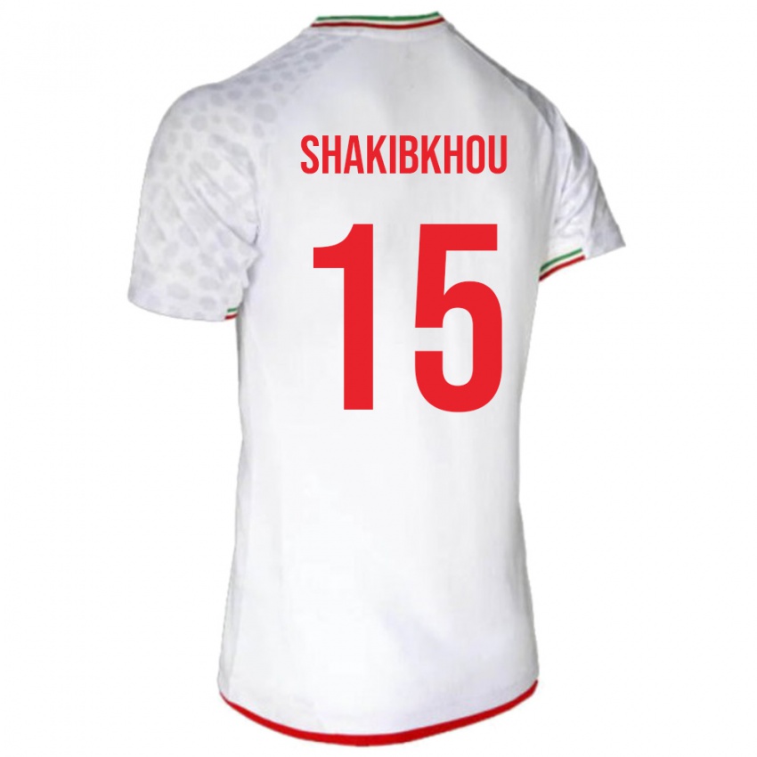 נשים איראן מוחמדרזה שאקיבקו #15 לבן אדום ג'רזי ביתית 26-28 חולצה קצרה