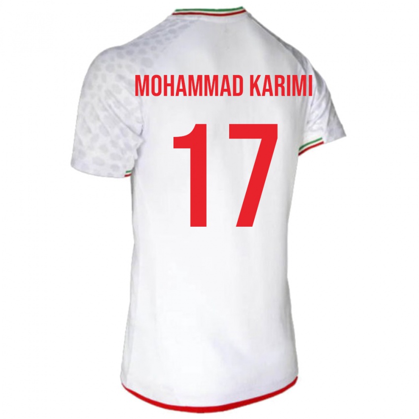 נשים איראן מוחמד קארימי #17 לבן אדום ג'רזי ביתית 26-28 חולצה קצרה