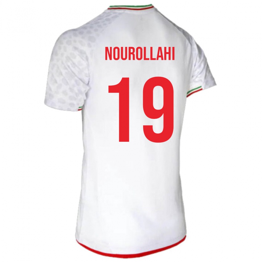 נשים איראן אחמד נורולאהי #19 לבן אדום ג'רזי ביתית 26-28 חולצה קצרה