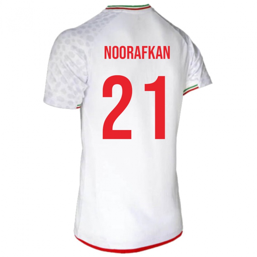 נשים איראן עומיד נוראפקאן #21 לבן אדום ג'רזי ביתית 26-28 חולצה קצרה