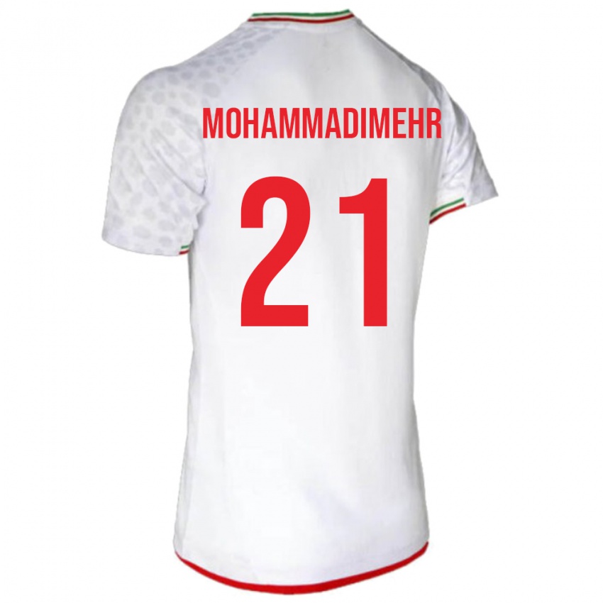 נשים איראן Amirtaha Mohammadimehr #21 לבן אדום ג'רזי ביתית 26-28 חולצה קצרה