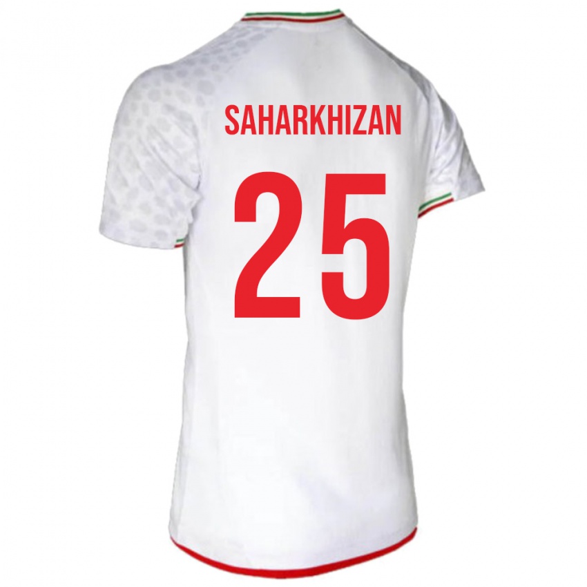 נשים איראן סעיד סחרחיזאן #25 לבן אדום ג'רזי ביתית 26-28 חולצה קצרה