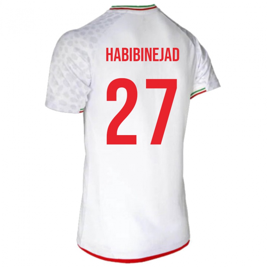 נשים איראן Hadi Habibinejad #27 לבן אדום ג'רזי ביתית 26-28 חולצה קצרה