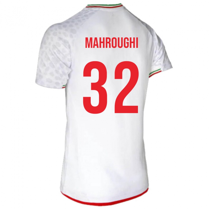 נשים איראן Ehsan Mahroughi #32 לבן אדום ג'רזי ביתית 26-28 חולצה קצרה